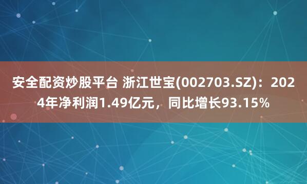 安全配资炒股平台 浙江世宝(002703.SZ)：2024年净利润1.49亿元，同比增长93.15%
