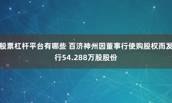 股票杠杆平台有哪些 百济神州因董事行使购股权而发行54.288万股股份