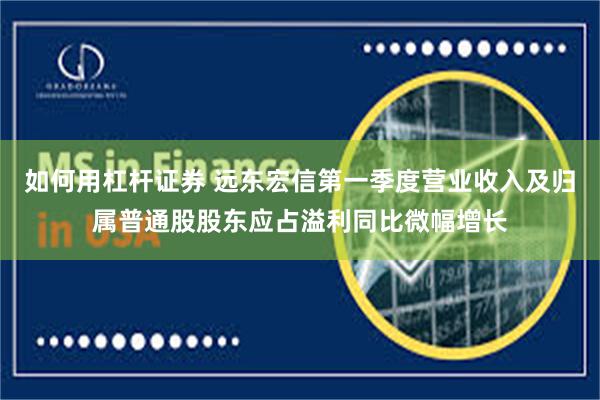 如何用杠杆证券 远东宏信第一季度营业收入及归属普通股股东应占溢利同比微幅增长