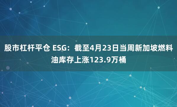 股市杠杆平仓 ESG：截至4月23日当周新加坡燃料油库存上涨123.9万桶