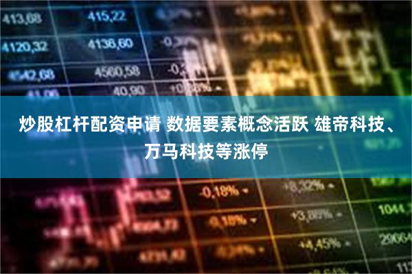 炒股杠杆配资申请 数据要素概念活跃 雄帝科技、万马科技等涨停